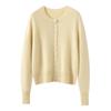 Cashmere Women's Round Neck Cardigan - 2026 Autumn/Winter, Single-Breasted, Solid Color, Versatile, Warm Outerwear.