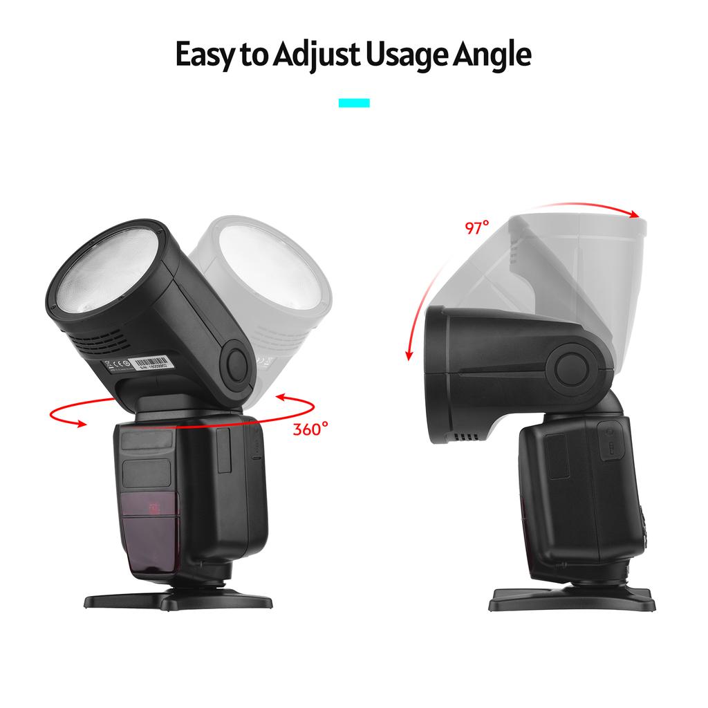 Universal Wireless TTL Flash Speedlite On-camera 2.4G Master/ Slave Speedlight Round Head 76Ws