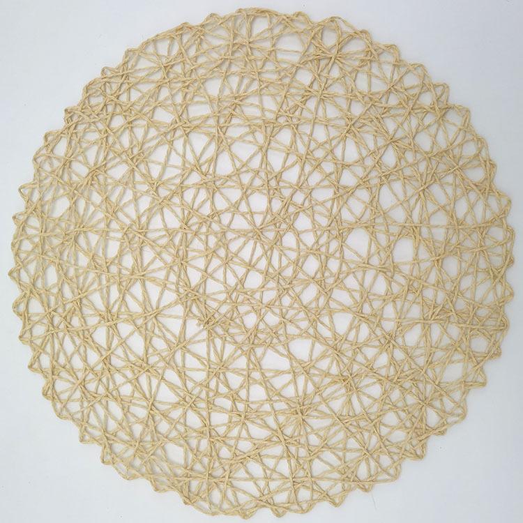 Круглые плетеные бумажные подставки под тарелки Деревянные Термостойкие Ротанг Коричневые из Бумажной Соломки для Обеда Вечеринки Свадьбы