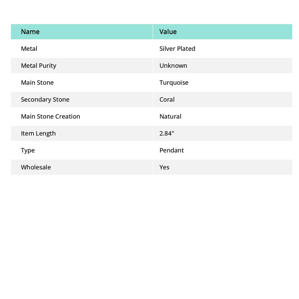 Натуральная тибетская бирюза, коралловый драгоценный камень, подвеска для украшений ручной работы 2,84" W7U06