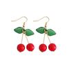Red Cherry Earrings Eardrop Sweet Fruit Fresh Cherry Eardrop Female Youth Beautiful Girl  Earrings