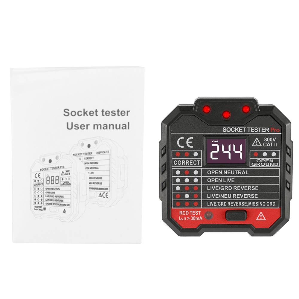 KKmoon KKM5 Digital Display Socket Detector Portable Circuit Polarity Voltage Tester Wall Plug Breaker Finder RCD Test