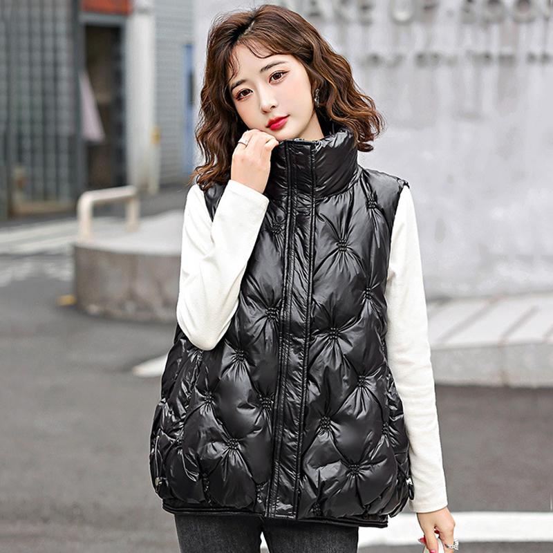 Осень-зима, однотонная утепленная верхняя одежда с хлопковой подкладкой, воротник-стойка, теплая куртка без рукавов, пальто, жилет для женщин