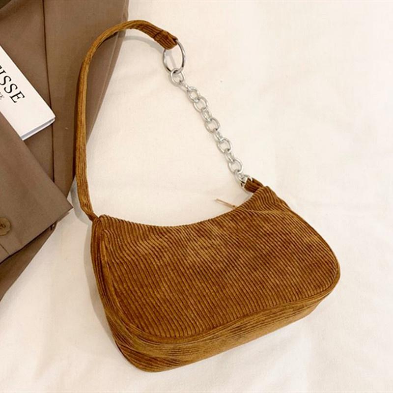 Corduroy Underarm Bag Casual Women Shoulder Bags Travel Armpit Shopping Pouch Phone Pouch Zipper Female Handbag Clutch