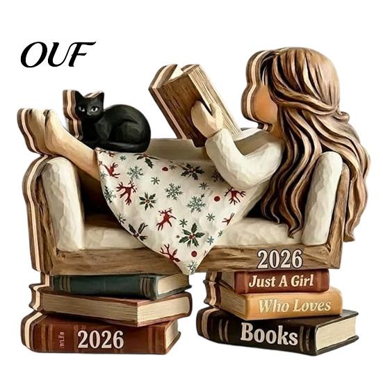 Rustic Wooden Craft Decorations Autumn Figurine for Thanksgiving And Halloween Decor, Retro Fall Reading Character Ornaments Unique Souvenirs