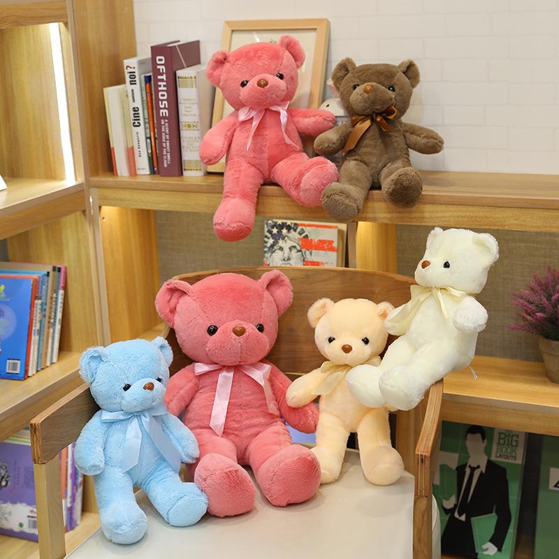 Colorful Ribbon Teddy Bear Plush Toy with Ten Color Options