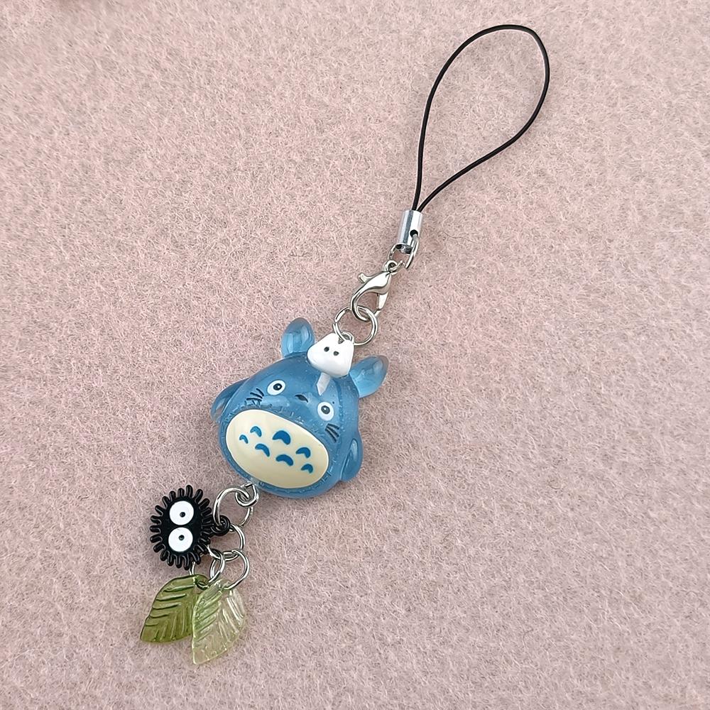 Handmade Cat Phone Chain Charm Fairy Core Four Leaf Clover Beaded Keychain Cute Ceramics Cat Keychain Bag Key Ring