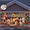 Large Format Door Display Christmas Garage Cover, Winter Holiday Hanging Banner Backdrop, Tree Backdrop Santa Claus Snowman Truck Photography