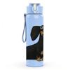 1PC Black Dachshund Dog Portrait Print 750ml Color Plastic Sports Water Bottle Leakproof Flip Straw Lid Suitable for Sports Office Home Use