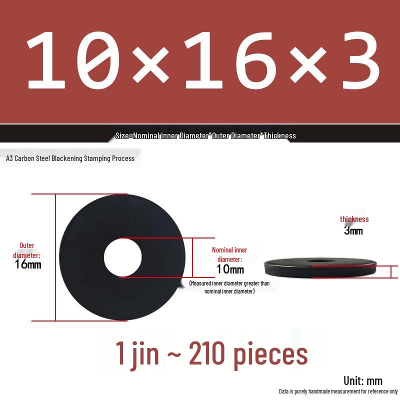 Black Oversized Thickened Round Metal Flat Washer Spacer for Home Use