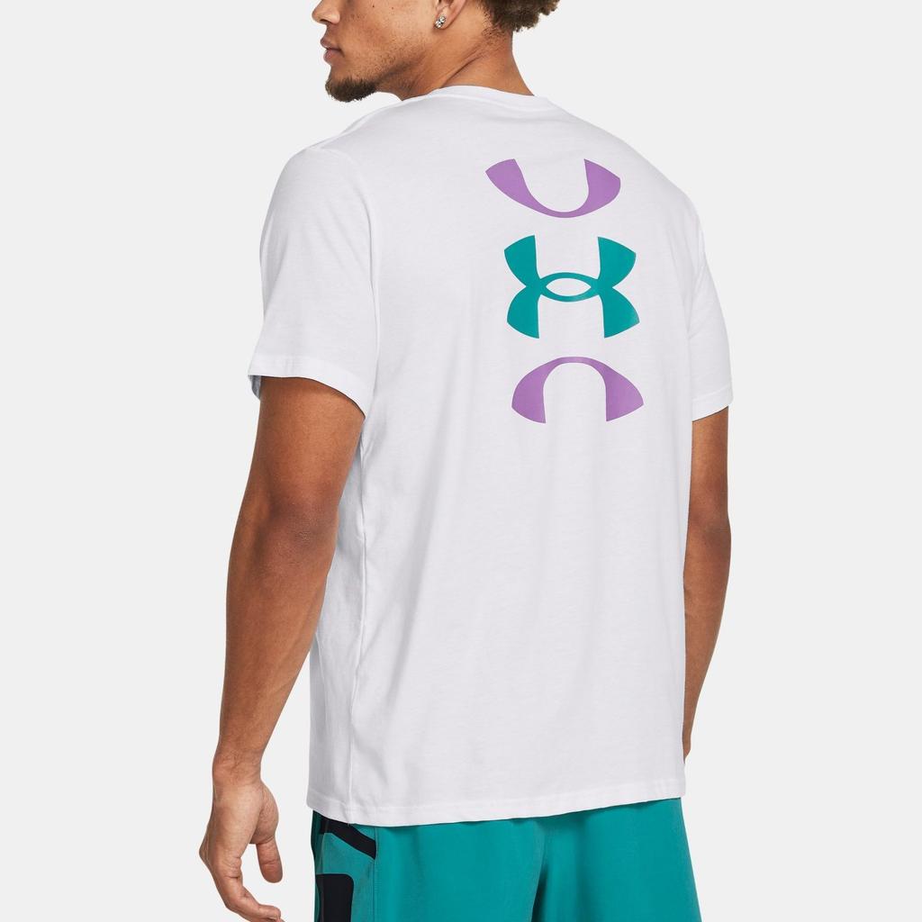 Under Armour Letter Logo Print Quick-Dry Round Neck Short Sleeve T-Shirt Men T-Shirts White 1382850-100