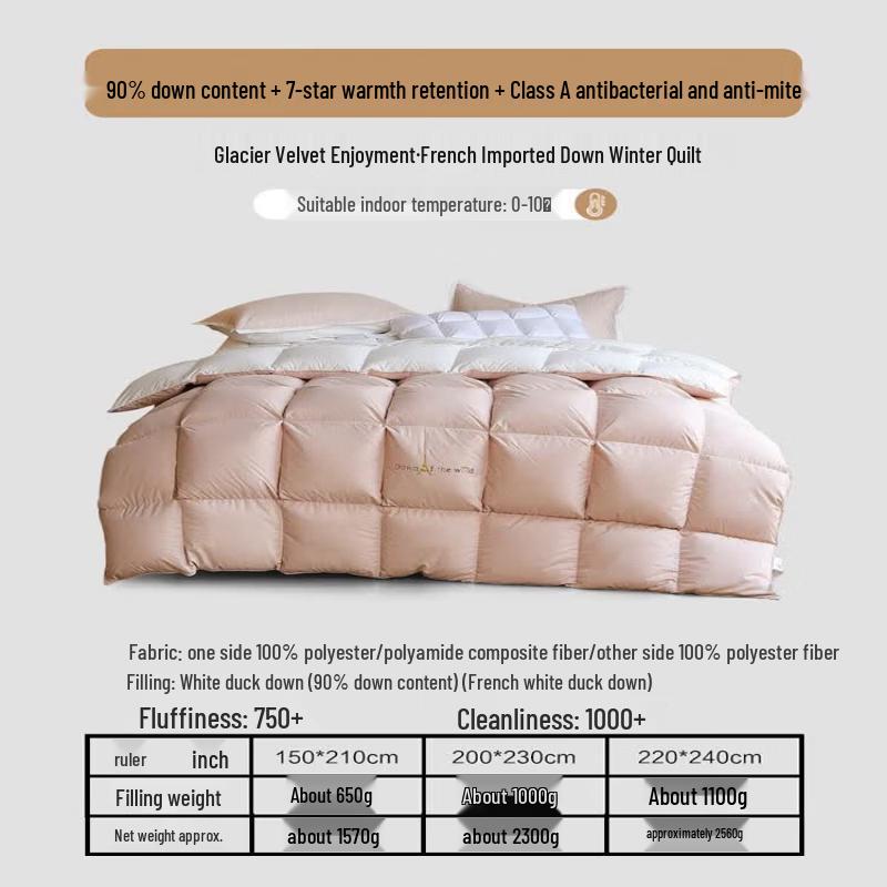 Mercury Home Textiles Французское одеяло из 90% белого утиного пуха 90