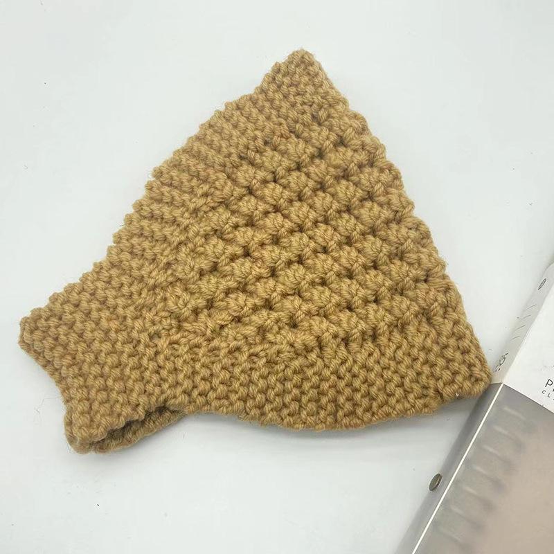 Шерстяная широкополая шляпа-повязка на голову - теплый осенне-зимний вязаный головной убор и платок, аксессуар для волос