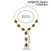 IngeSight.Z Retro Ethnic Brown Tiger Eye Stone Resin Pendant Necklace Women Trendy Yshaped Sweater Chain Party Jewelry Accessory