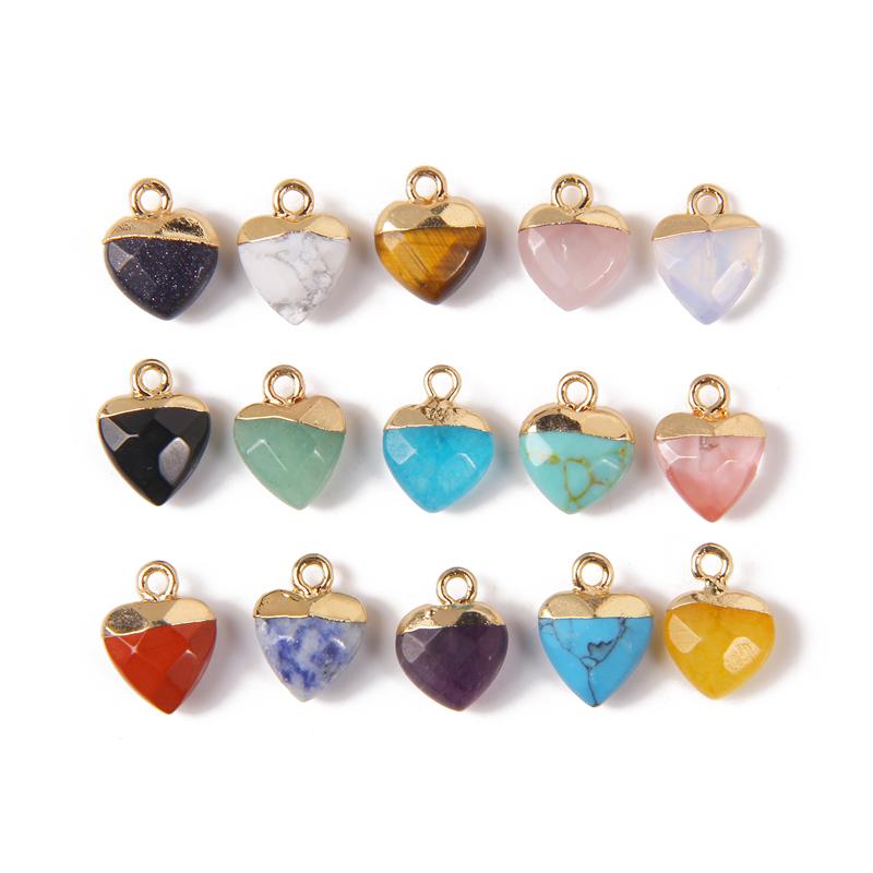 5pcs 10x13MM Natural Stone Faceted Heart Shape Pendant Charm Quartz Crystal Jewelry Accessorie For Making Earring Necklace