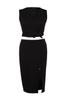 Women's Plus Size Bottom-Top Set Black Slit Detailed Knitted Bottom-Top Set