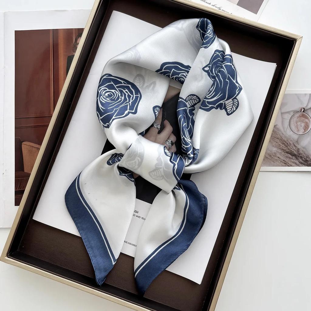 Luxury Paisley Print Shawl Square Scarf for Women Soft Satin Neckerchief Female Hair Bands Ribbon Headband Bandana