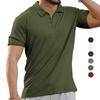 New Men's Polo Shirt Men's T Striped Top Button Lapel Solid Colour Loose Casual Body Shirt