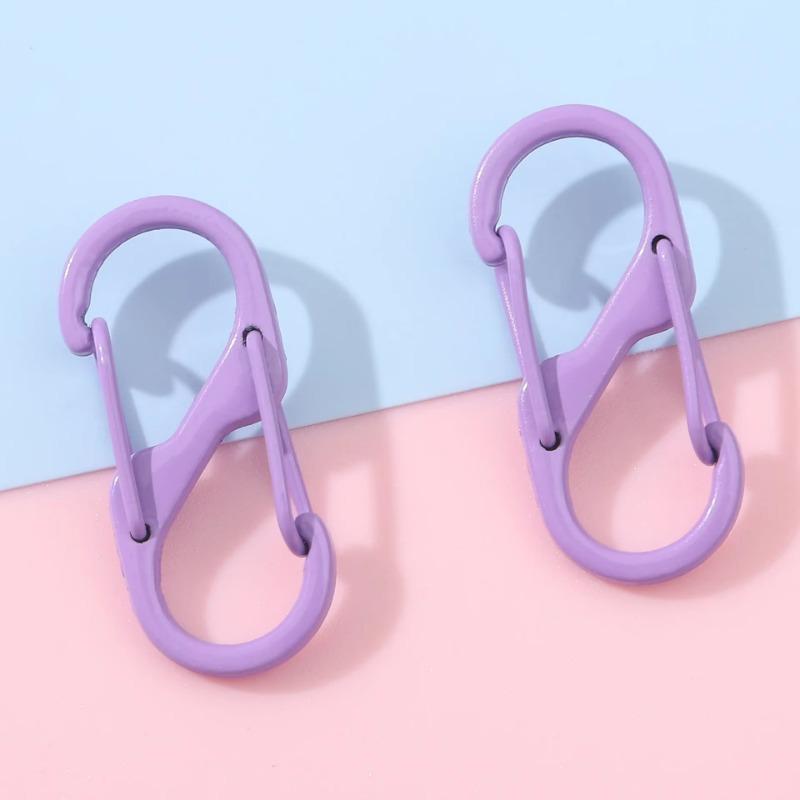4pcs S Type Colorful Alloy Paint Spring Buckle Carabiner Anti-Theft Mini Keychain Hook Backpack Outdoor Hanging Connection Ring