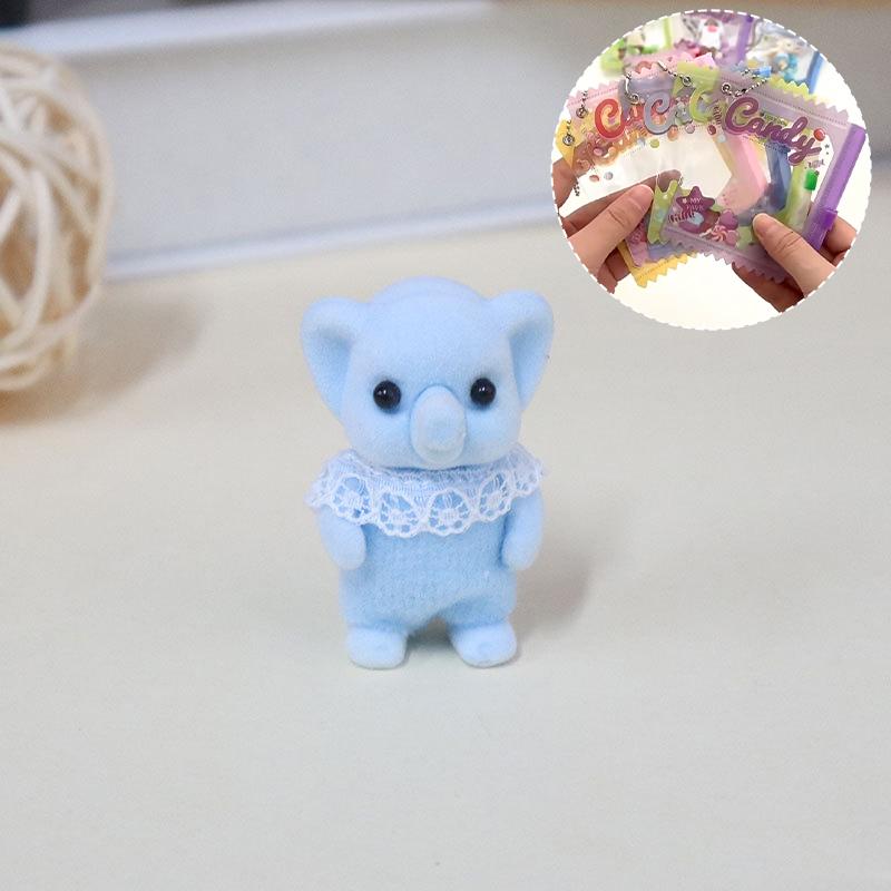 1 шт. Мини Лесная семья Фигурка животного Слон Овца Флокированная Мохнатая Фигурка Модель Игрушка для Ребенка Подарок на День рождения