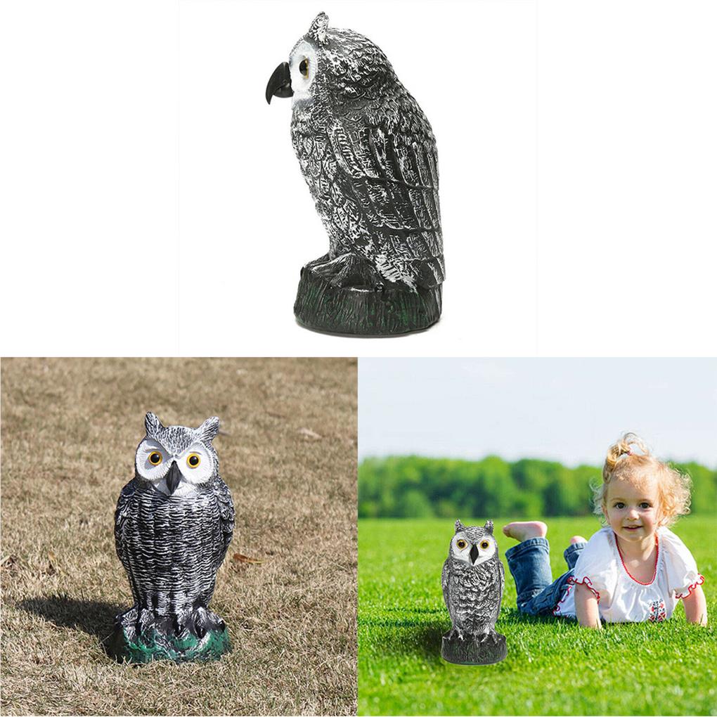Owl Decoy Deterrent Realistic Bird Cat Crow Scarer Statue Straight Head Scarecrow Outdoor Garden