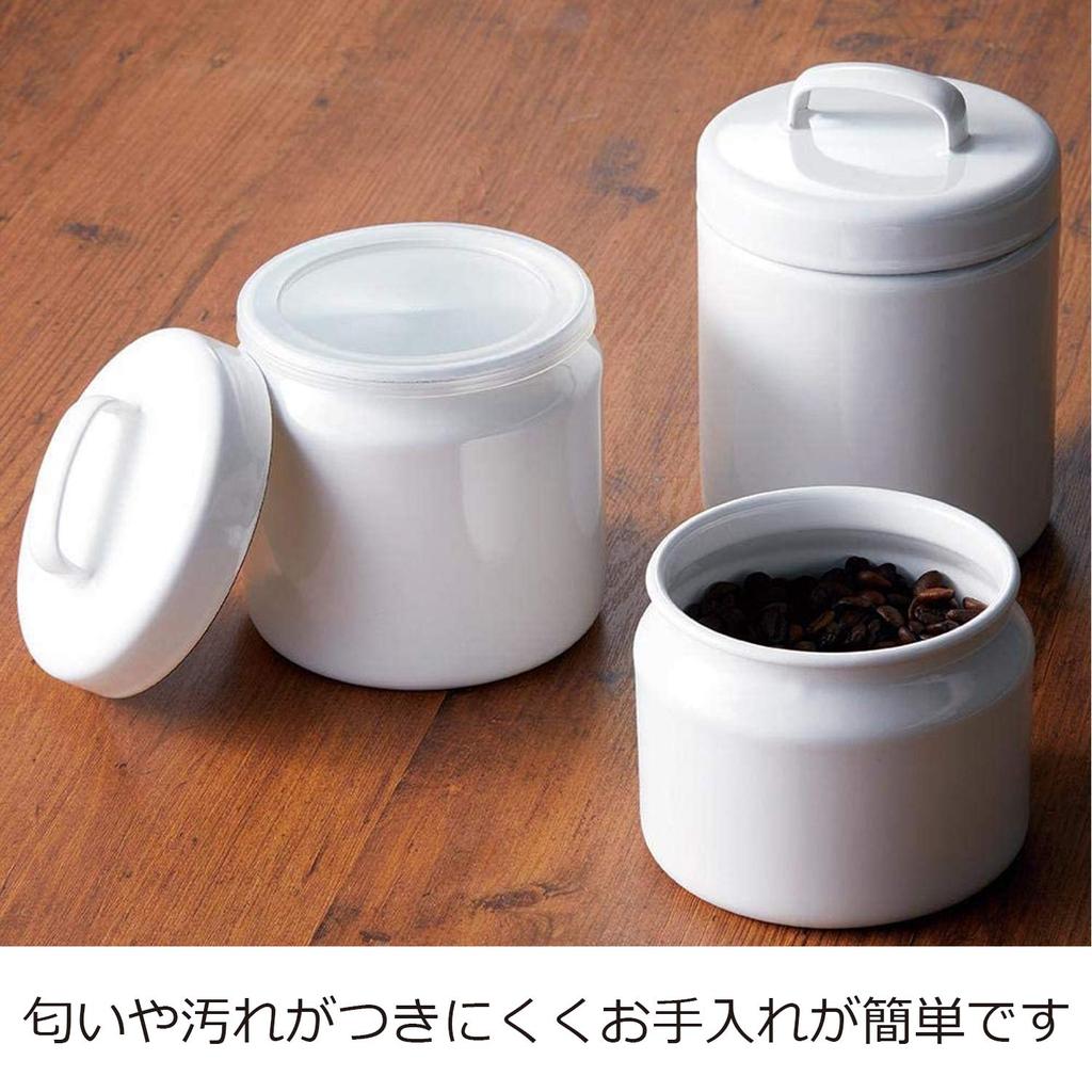 Nichi Nichi Tools Enamel Storage Container Round Canister with Inner Lid Made In Japan White S