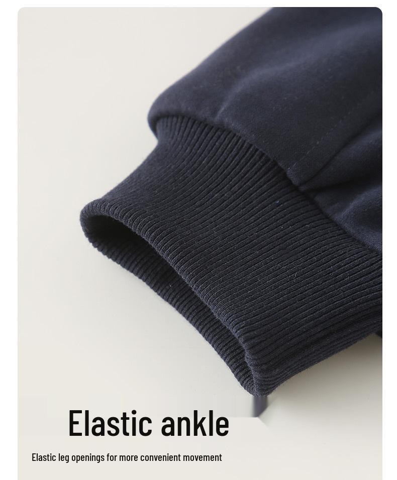 2024 Зимние утепленные хлопковые брюки на флисовой подкладке для мальчиков среднего и старшего возраста - Спортивный стиль