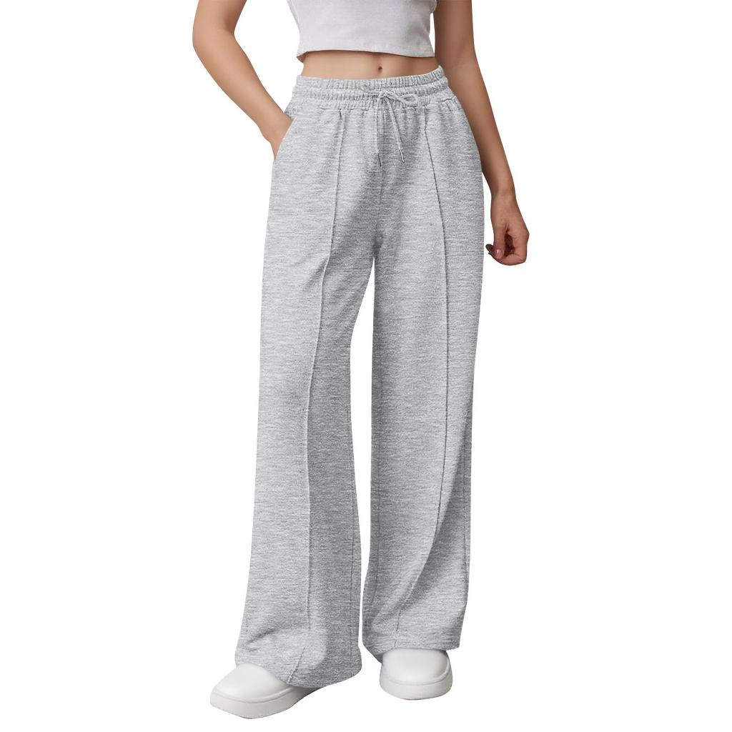 Женские спортивные брюки широкие штанины с высокой талией свободные на кулиске спортивные джоггеры