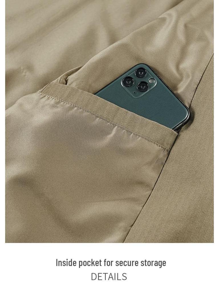 Unisex Casual Cotton Bomber Jacket - Solid Color, Lapel, Spring/Autumn, Loose Fit