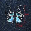 Exquisite Women Fashion Chain Cat Pendant Earrings Jewelry Opal Necklace
