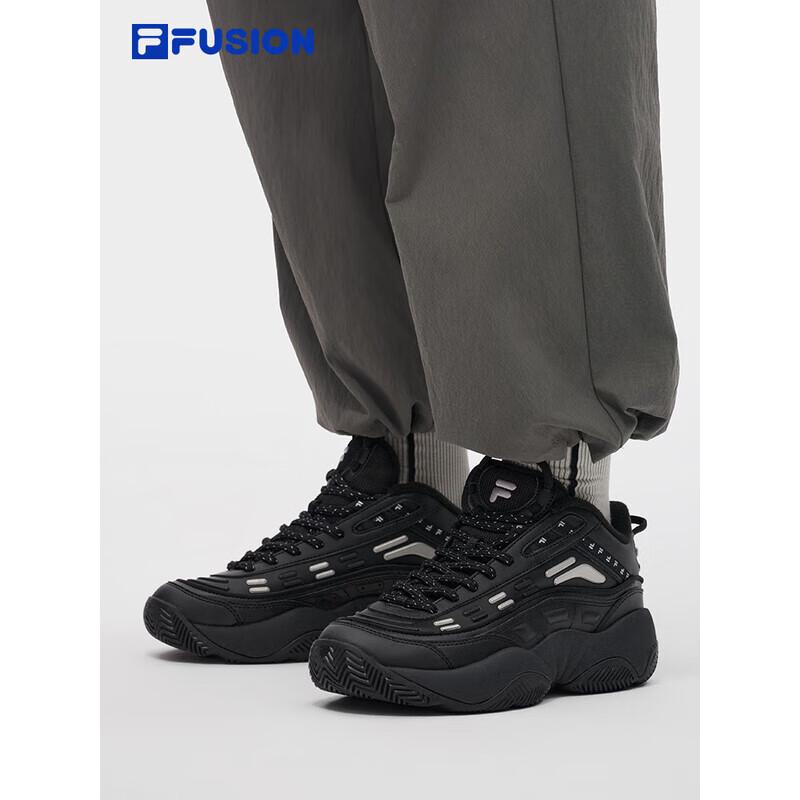 FILA FUSION Women's Black/Space Silver Retro Fleece-Lined Basketball Shoes