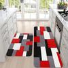 Abstract Red Black Color Block Kitchen Mat Decor Non-Slip Hallway Balcony Laundry Room Rugs Bathroom Foot Pad Bedroom Doormat