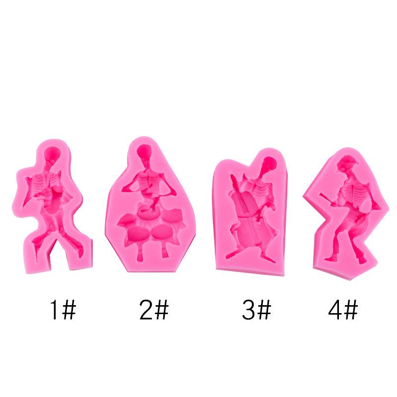 Силиконовая форма для Хэллоуина, скелета человека, форма для украшения торта из помадки, инструмент для пасты из сахарной резинки, 3D форма для шоколада