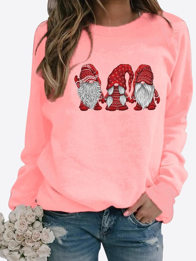 Женская зимняя одежда, повседневная толстовка с рождественским принтом, топы с длинными рукавами, футболка, женский пуловер с круглым вырезом, свитер