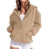 Women's Loose Comfortable Casual Fashionable Solid Color Hooded Zipper Drawstring Sweatshirt