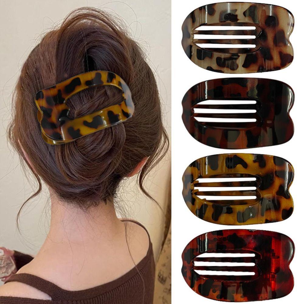 Oval Hair Claws Leopard Hairpin Korean Style Hair Clips  Women