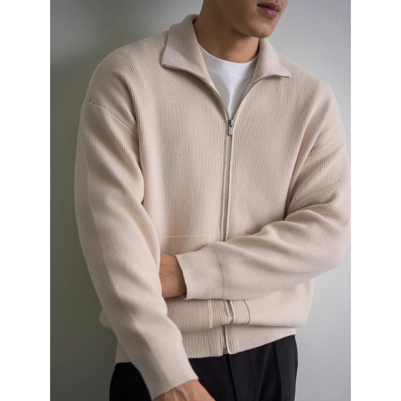 New Zipper Sweater Men's Top Jacket Casual Trendy Mature Fashion Versatile Slim Lapel