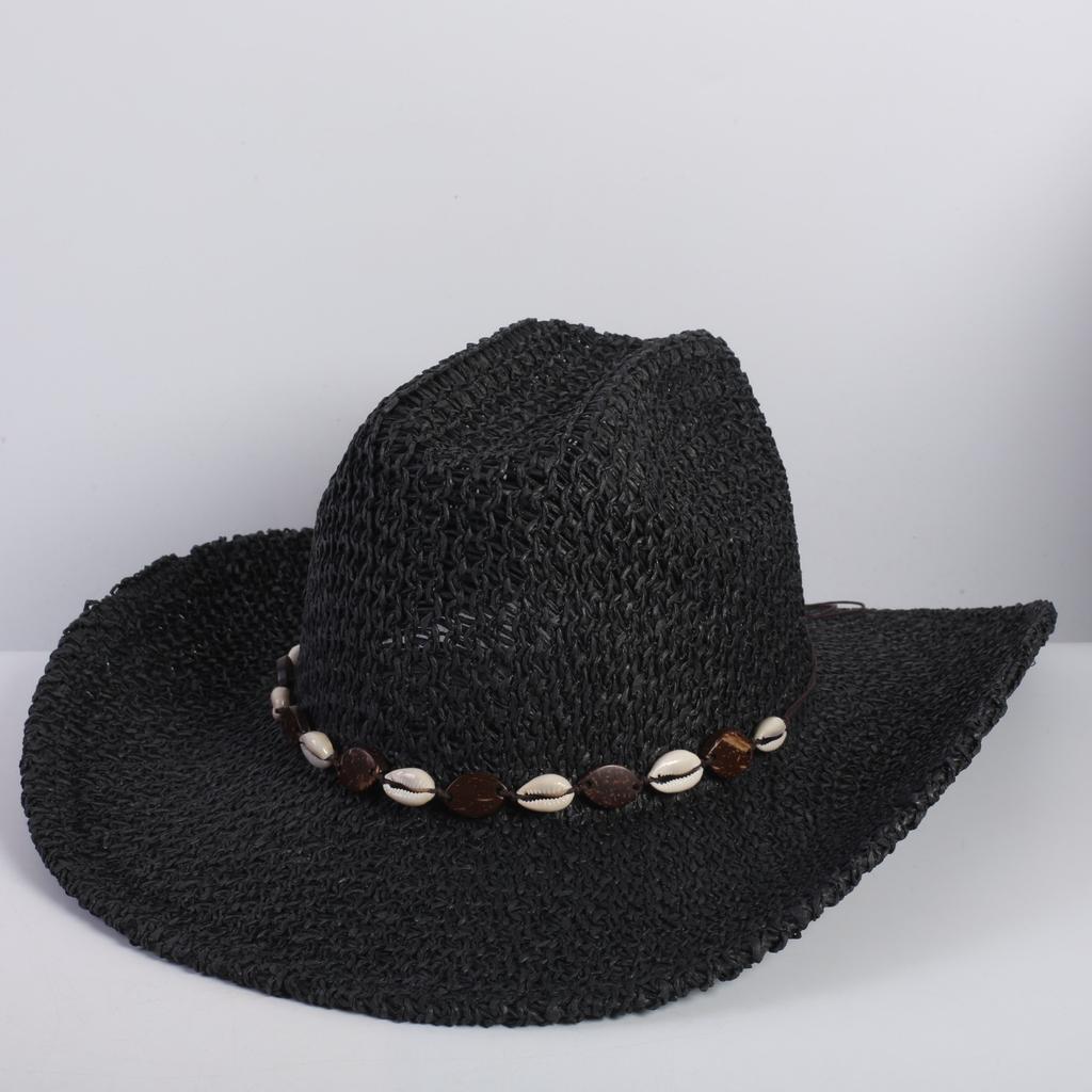 Popular Classic Western Cowboy Straw Hat Summer Hollow Big Eaves Sun Hat Handwoven Straw Hat