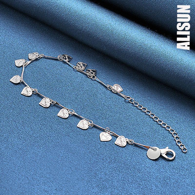 925 Silver Heart-shaped Pendant Bracelet Fashionable Wedding Jewelry