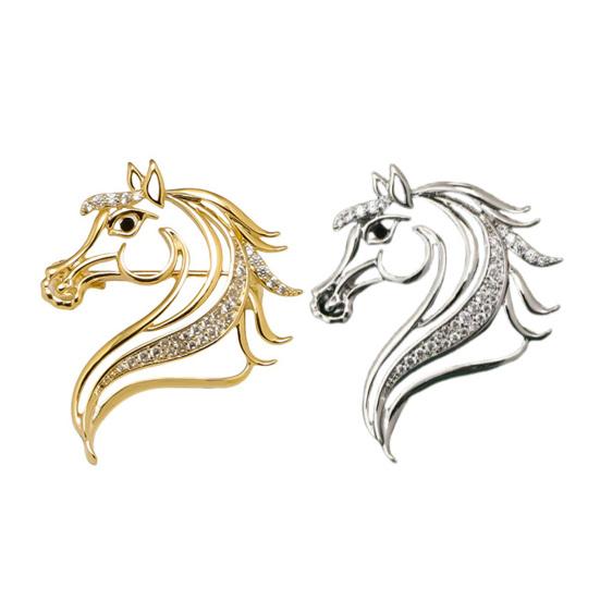 Yousheng Horse Head Brooch Sparkling Hollow-out Horse Brooch Rhinestones Embellished Brooch Pin Clothing Accessory Gift for Horse Lovers