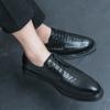 Роскошные брендовые британские туфли с острым носком черного цвета с крокодиловым узором для мужчин, дизайнерские туфли на шнуровке для свадебных платьев, деловая обувь на плоской подошве