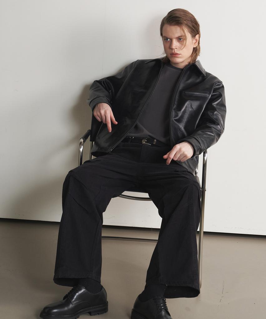 Sperone [Real Leather] Classic Cow Leather Single Jacket (Black)