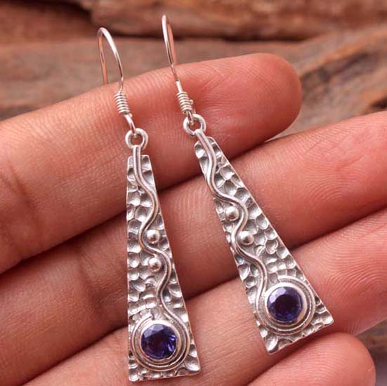 Ювелирные серьги ручной работы из иолита, подарок для мамы, ювелирные изделия из стерлингового серебра 925 пробы