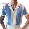 Уютные мужские кубинские рубашки на пуговицах, повседневная трикотажная рубашка с коротким рукавом, летние пляжные топы
