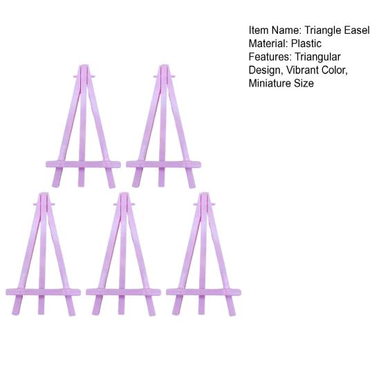 5Pcs Triangle Easel Mini Stand Kids Art Display Small Drawing Easel with Bright Colors 15.5cm Plastic Sketching Easel