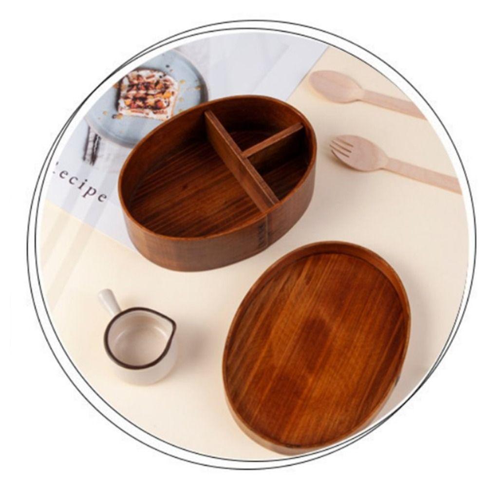 Oval Shape Wooden Bento Box Smooth Surface Lunch Container Japanese Style Bento Box Food Sorting