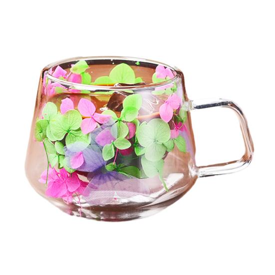 Кружки для кофе с двойными стенками из высокоборосиликатного стекла с красочным лепестковым дизайном