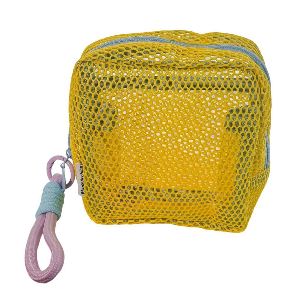 Dopamine Color Toiletry Holder Cosmetic Organizer for Travel or Daily Use Soft Texture Zippered Makeup Bag with Handle