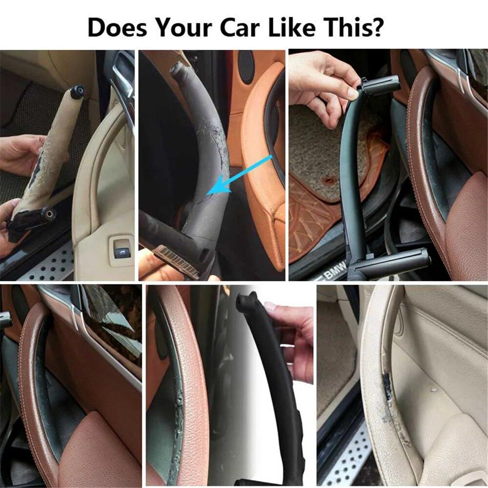 LHD Car Interior Left Right Passenger Door Pull Handle With Outer Leather Cover Trim Replacement For BMW X5 X6 F15 F16 2014-2018