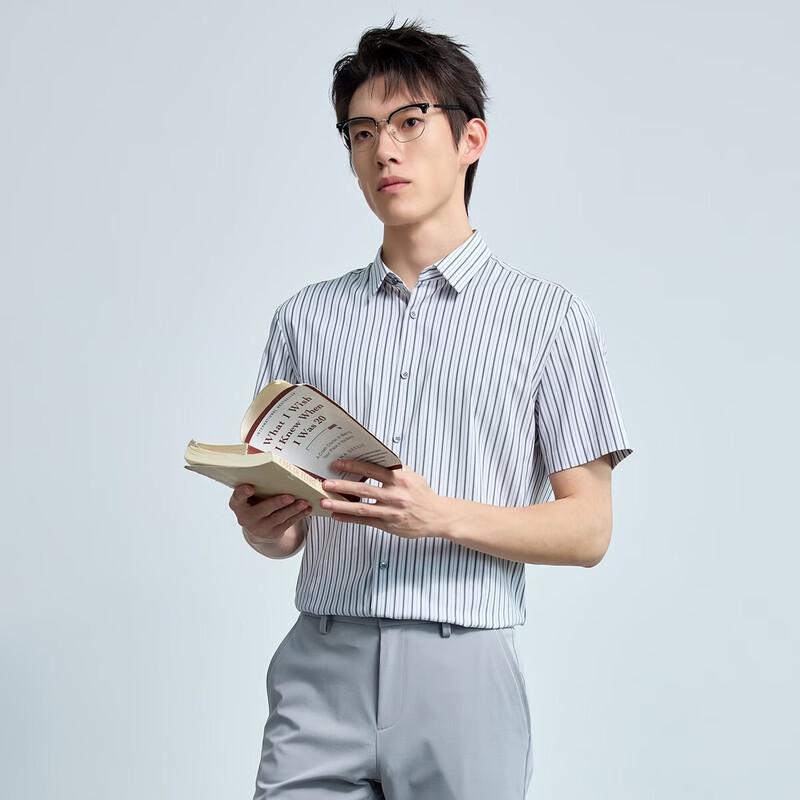 Мужская полосатая рубашка с коротким рукавом в стиле business casual от Lilang